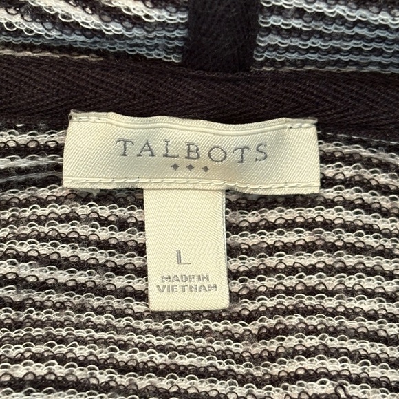 Talbots Black & White Striped Full-Zip Hoodie size Large. - Picture 6 of 11
